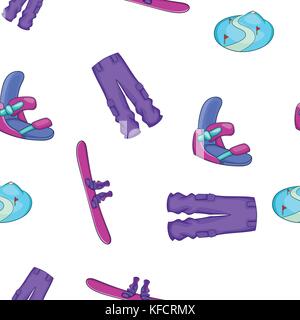 Equipment for snowboarding pattern, cartoon style Stock Vector