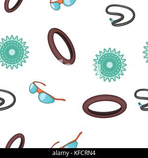 Bike elements and parts pattern, cartoon style Stock Vector