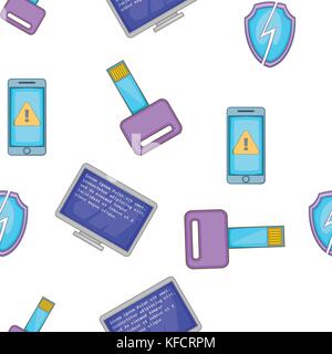 Hacking elements pattern, cartoon style Stock Vector