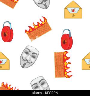 Cyber crime pattern, cartoon style Stock Vector