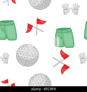 Golf equipment pattern, cartoon style Stock Vector