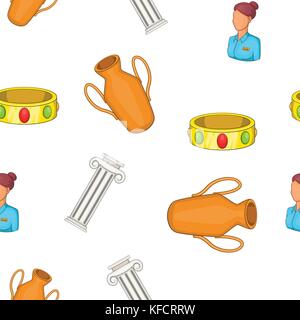 Museum exhibits pattern, cartoon style Stock Vector