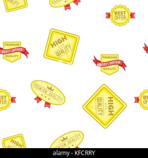 Quality labels pattern, cartoon style Stock Vector
