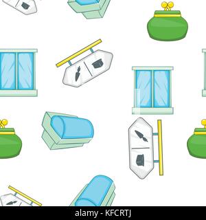 Supermarket elements pattern, cartoon style Stock Vector