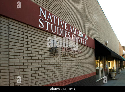 Building exterior and sign at Native American Studies Center Lancaster SC, USA. Stock Photo