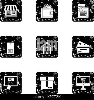 Products icons set, grunge style Stock Vector