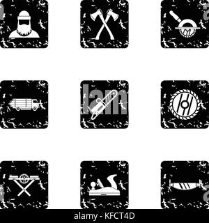 Cleaver icons set, grunge style Stock Vector