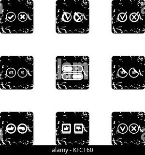 Choice icons set, grunge style Stock Vector