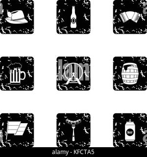Oktoberfest icons set, grunge style Stock Vector