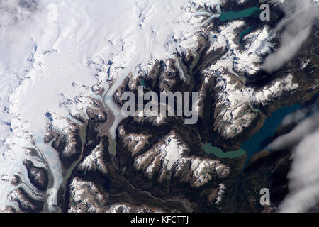 Nef Glacier is a glacier located in Laguna San Rafael National Park, in the Aisén Region of Chile. It trends southeast from Cerro Largo. Stock Photo