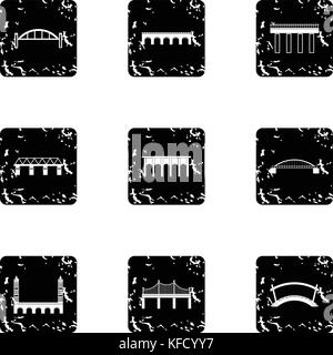 Facility for crossing river icons set Stock Vector