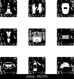 Building tools icons set, grunge style Stock Vector