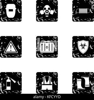 Repairs icons set, grunge style Stock Vector