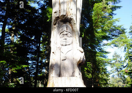 Wooden Sculpture on Grouse Mountain at Vancouver in British