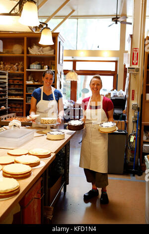 USA, California, Oakland, La Farine, pastries being prepared in the kitchen of La Farine Stock Photo
