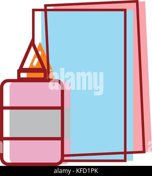 glue and cardboard scchool utensils to education Stock Vector