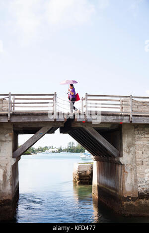 BERMUDA. Somerset Bridge. The world's smallest drawbridge connecting Somerset Island with the mainland. Stock Photo