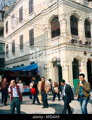 CHINA, Macau, Asia, The famous swirling black and white pavements of Largo do Senado square in central Macau Stock Photo