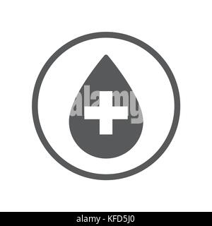 Linear Donate Blood and cross sign icon, iconic symbol inside a circle, on white background. Vector Iconic Design. Stock Vector