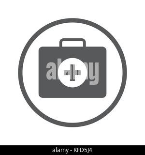 Linear First Aid Box icon, iconic symbol inside a circle, on white background. Vector Iconic Design. Stock Vector