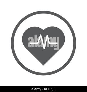 Linear Heartbeat icon, iconic symbol inside a circle, on white background. Vector Iconic Design. Stock Vector