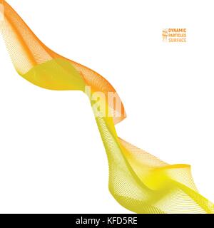 Abstract digital landscape with flowing particles. Cyber or technology background. Stock Vector