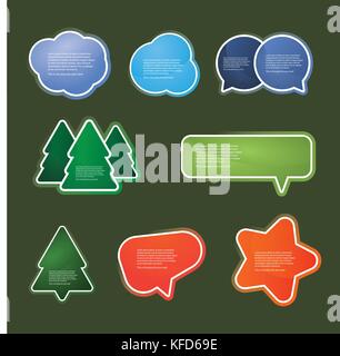 Colorful Labels, Speech Bubbles and Tags in Various Geometric Shapes Vector Design Stock Vector