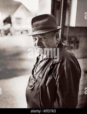 AUSTRIA, Joie, winemaker Willi Wetschka at his winery in Joie, Burgenland (B&W) Stock Photo