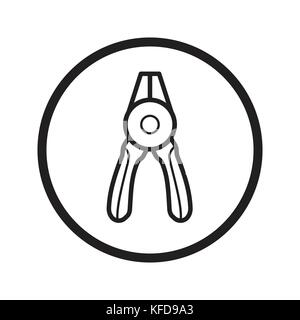 Linear Round nose pliers icon, Fix tools iconic symbol inside a circle, on white background. Vector Iconic Design. Stock Vector