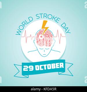 Calendar for each day on october 29. Greeting card. Holiday - World Stroke Day. Icon in the linear style Stock Vector