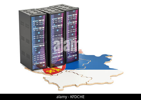 Data Center server racks in Serbia concept,  3D rendering Stock Photo