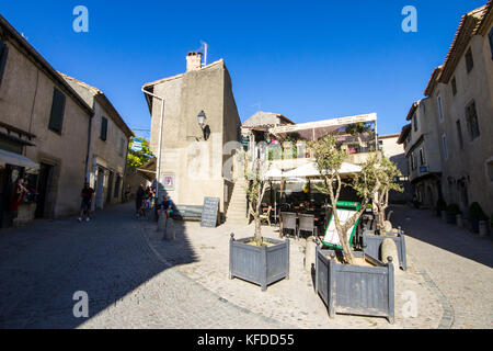 Inside the Cite de Carcassonne, a medieval fortress citadel located in the Languedoc-Roussillon region. A World Heritage Site since 1997 Stock Photo