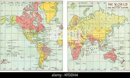 Pre World War 2 Map of the British Empire in 1935 Stock Photo