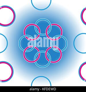 Seamless texture consisting of intertwined circles isolated gradient background. Stock Vector