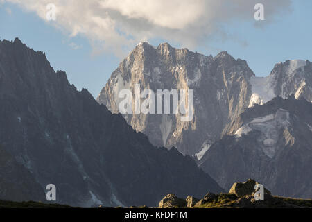Grand Jorasses, part of the Mont Blanc massif, Chamonix, Aiguilles Rouges National Nature Reserve, Haute Savoie, France Stock Photo