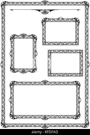 Set of various artistic ornamental frame label designs in same style. Stock Vector