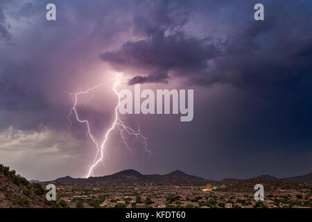 Lightning during a summer thunderstorm near Phoenix, Arizona Stock Photo