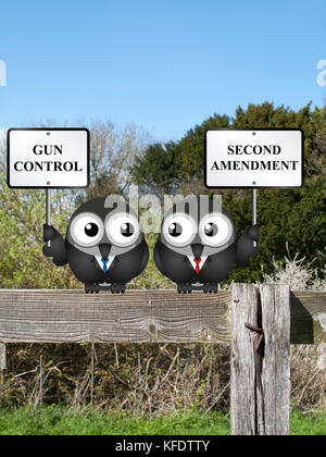 Gun control verses the USA second amendment and the right to keep and bear arms Stock Photo