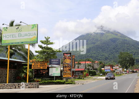 Arenal volcano from Ruta 142, La Fortuna, Alajuela province, Costa Rica, Central America Stock Photo