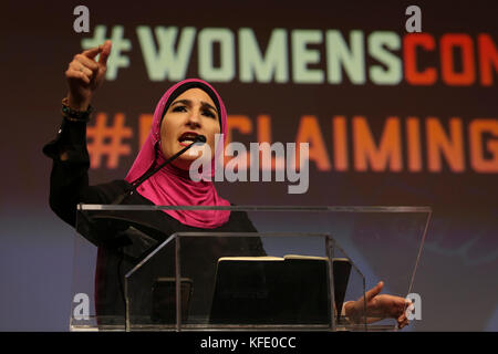 Detroit, United States. 27th Oct, 2017. Linda Sarsour speaks at the The ...