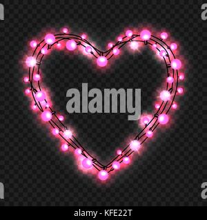 Heart shape garland on transparent background Stock Vector