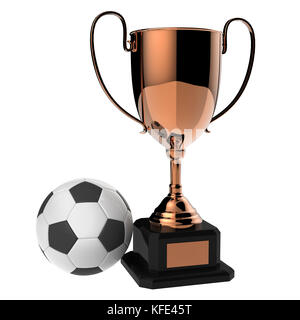Soccer Copper award trophy isolated on white background with clipping path. Stock Photo