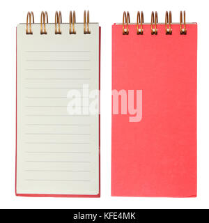 Red Lined notebook isolated on white. Stock Photo