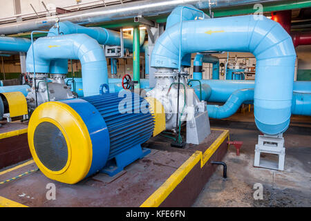 Big blue water pump - Poland. Stock Photo