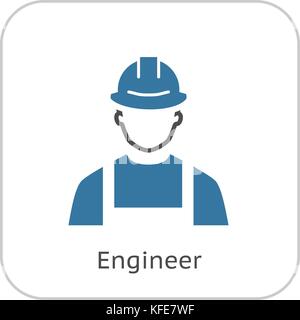 Engineer Icon. Man in Hard Hat. Buider Symbol. Stock Vector