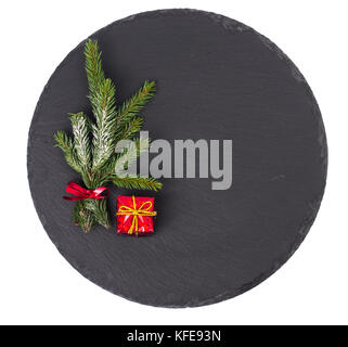 Plate, background for New Year or Christmas menu Stock Photo