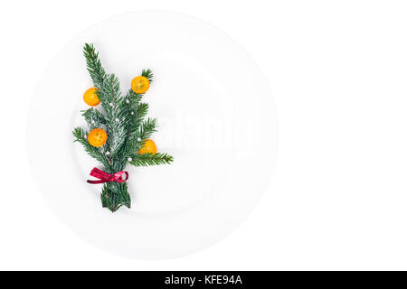 Plate, background for New Year or Christmas menu Stock Photo