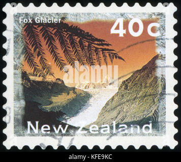 Postage stamp - New Zealand (Fox Glacier) Stock Photo