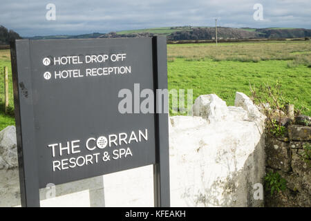 Luxury hotel that is situated on marshland in the Carmarthen Bay.The Corran Hotel and Spa resort,Laugharne,Carmarthenshire,Wales,UK,U.K.,Europe, Stock Photo