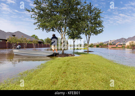 Houses in Houston suburb flooded from Hurricane Harvey 2017 Stock Photo